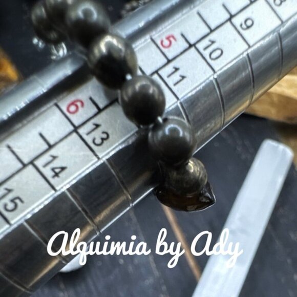 Obsidian and jet beaded ring blacl - Picture 2 of 2